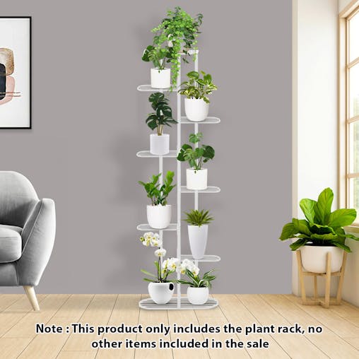 SOGA 8-Tier 9-Pot White Metal Plant Rack Flowerpot Display Stand