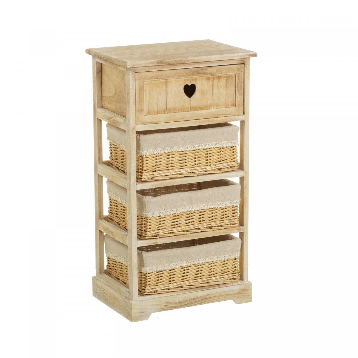 COUNTRY - Table de chevet en bois 1 tiroir + 3 paniers 40x29x73cm