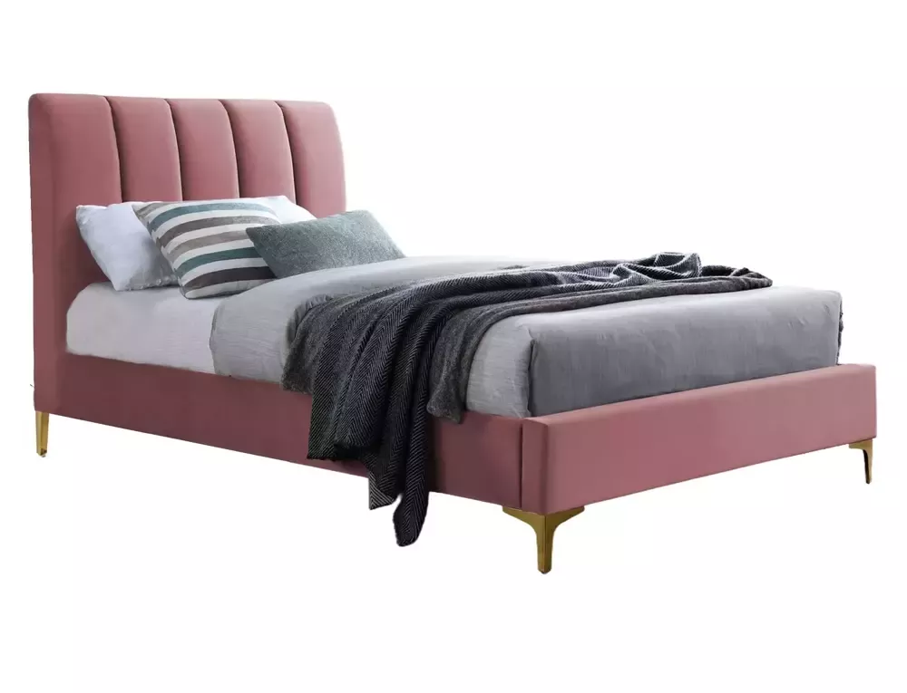 Łóżko MIRAGE VELVET 90x200 antyczny róż bez szuflady/bez materaca
