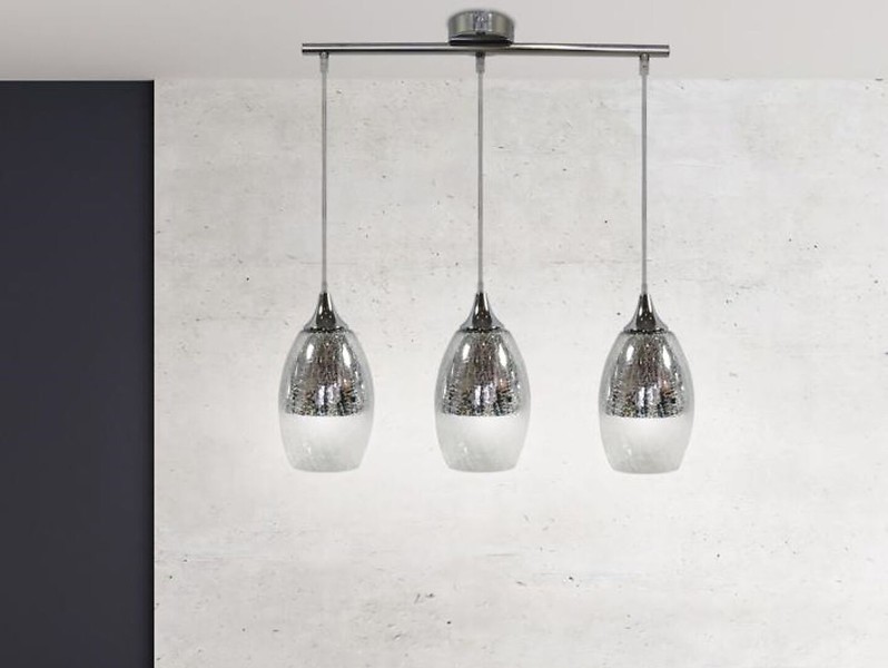 Lampa wisząca Celia 3-punktowa metalowa srebrna