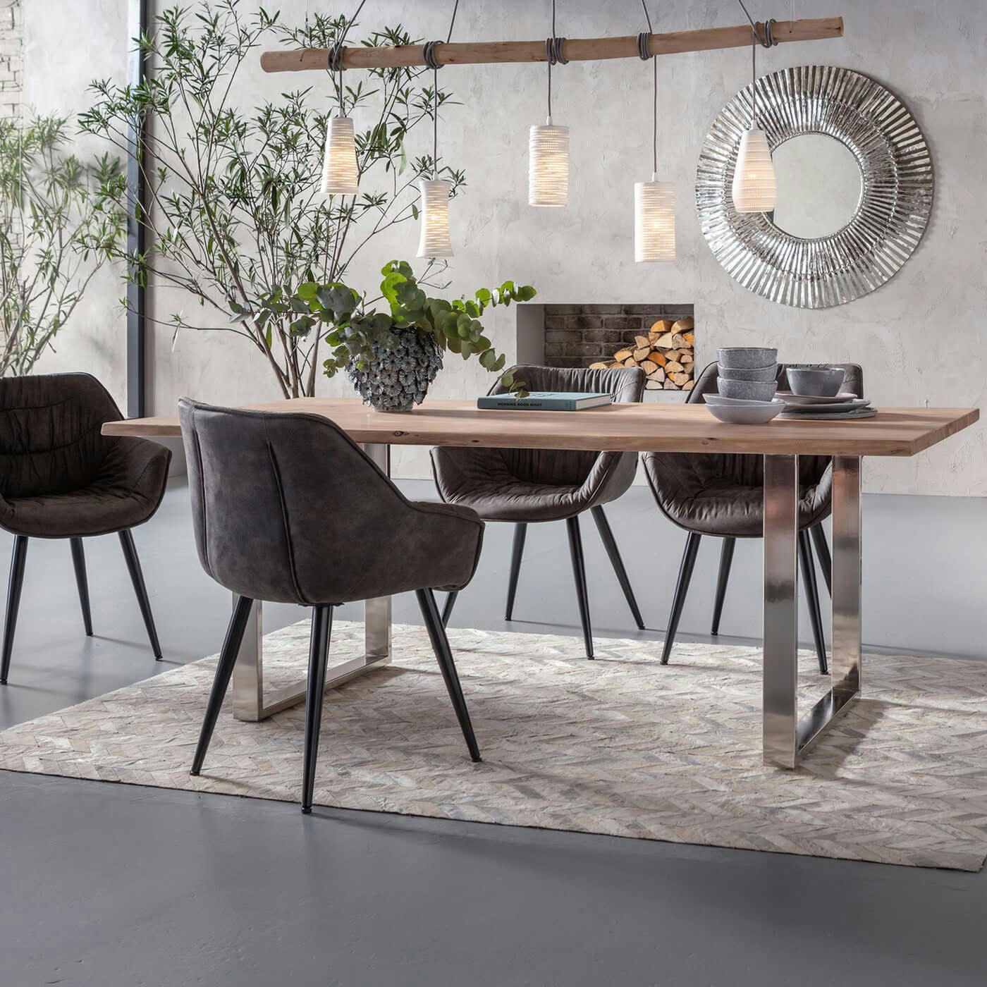 SYMPHONY - Table Symphony acacia chrome 200x100cm Kare Design