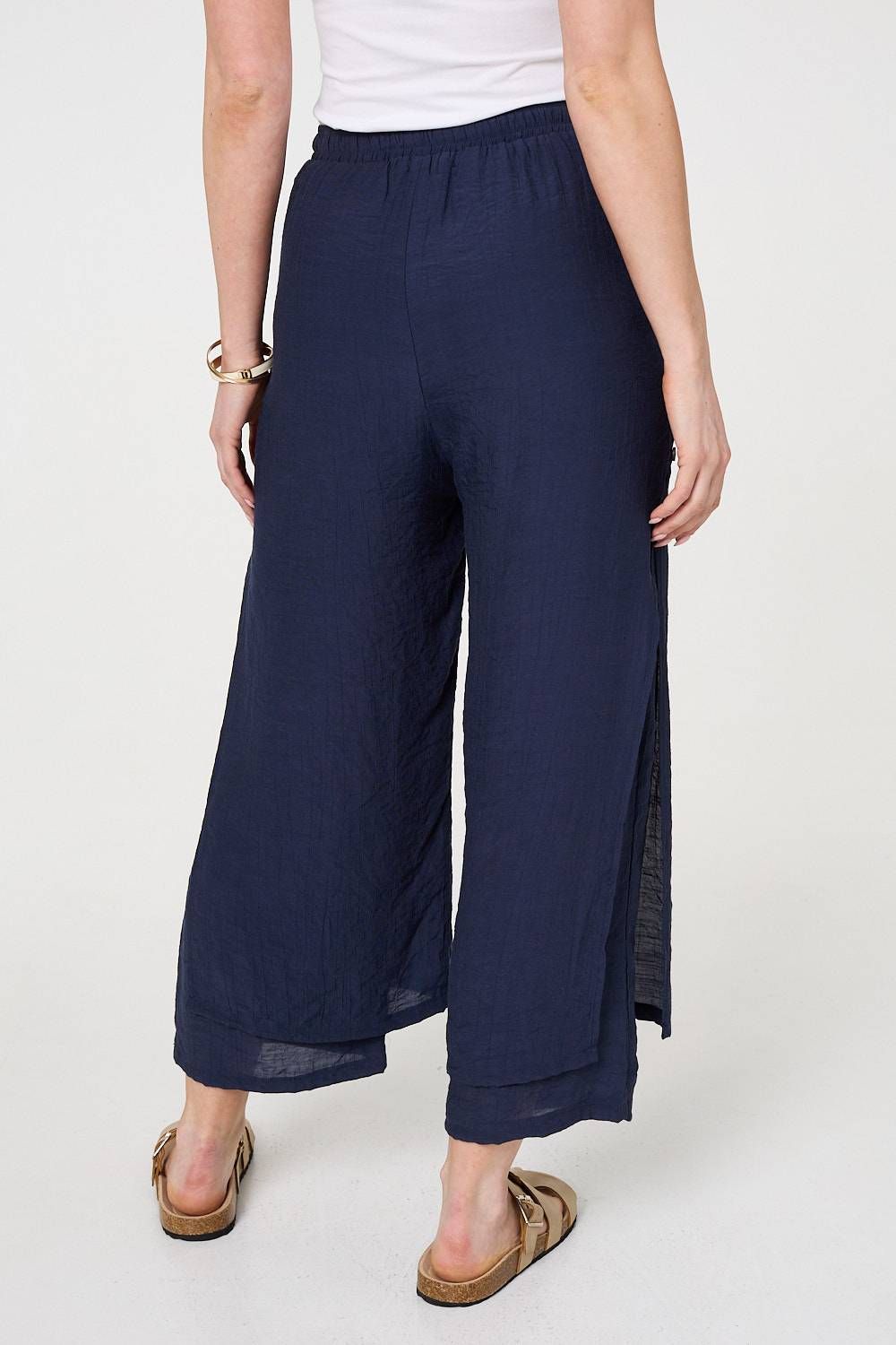 Izabel London High Waist Side Split Layered Trousers