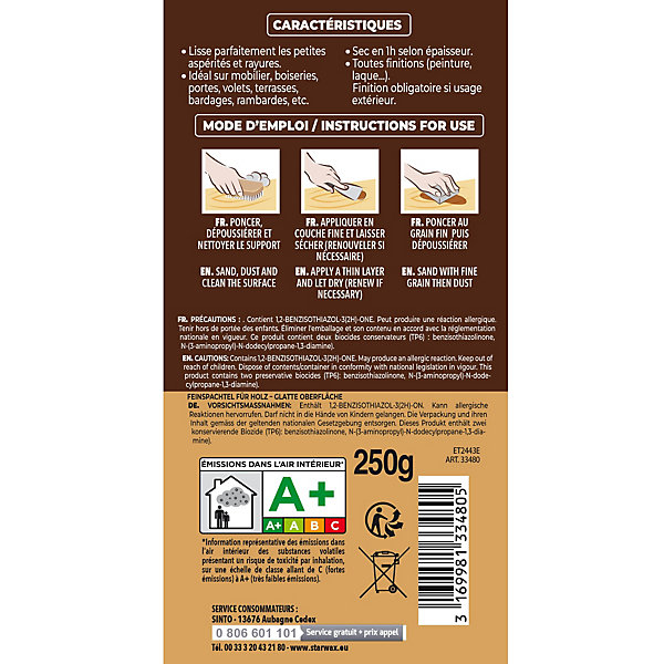 Enduit de lissage Sintobois bois clair 250g