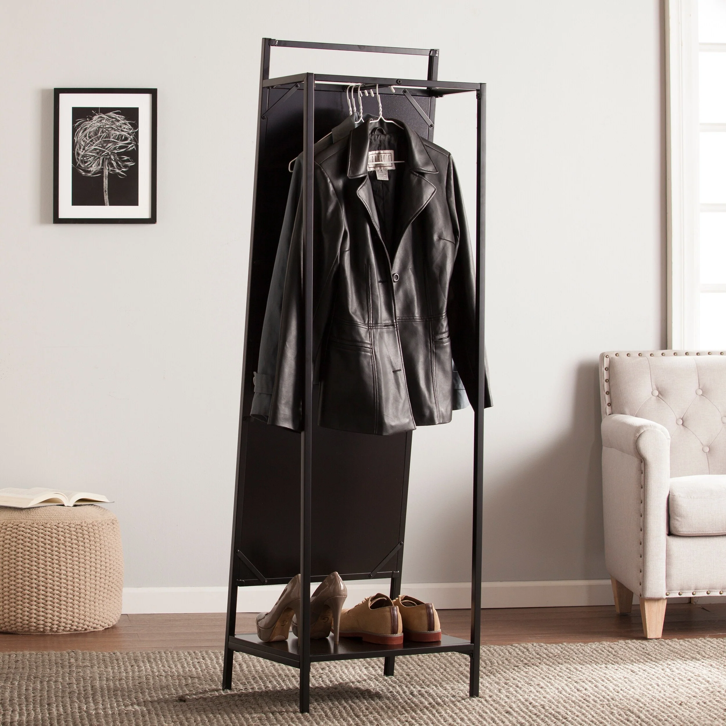 Strick & Bolton Mei Standing Mirror and Coat Rack - N/A