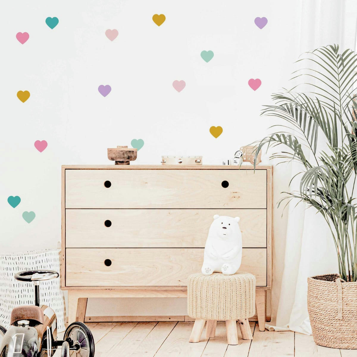 HEARTS1 - Stickers muraux en vinyle coeurs rose et lilas