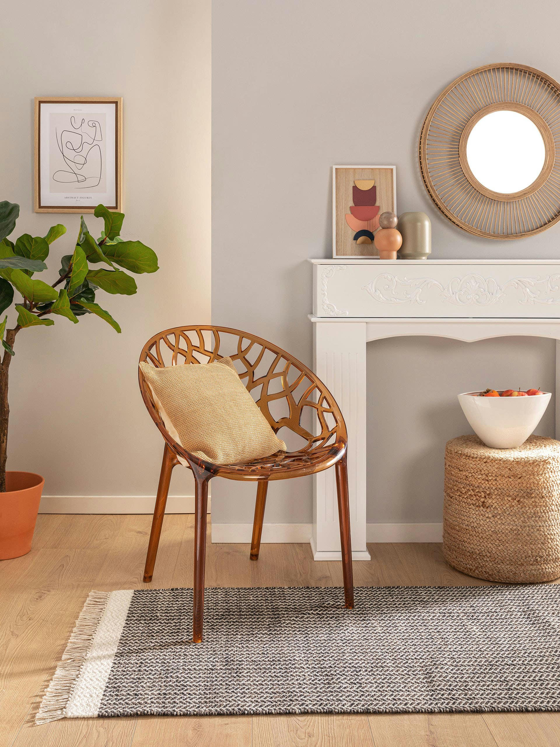 KIM - Tapis de couloir en laine noir & blanc 70x200