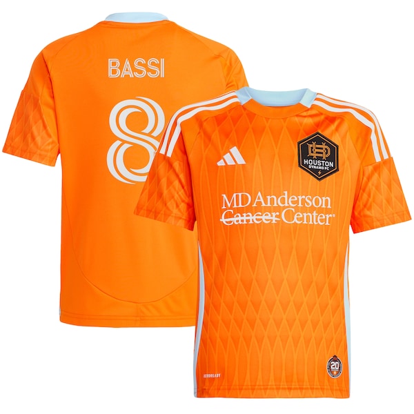 Amine Bassi Houston Dynamo FC adidas Youth 2025 Season 20 Replica Player Jersey - Orange
