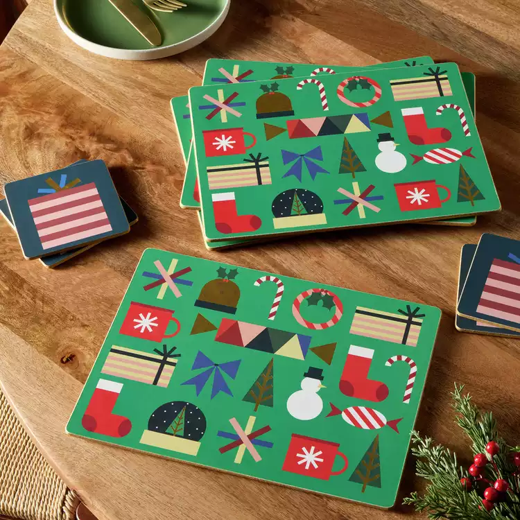 Habitat Corkback Festive Icons Set of 4 Placemat & Coasters