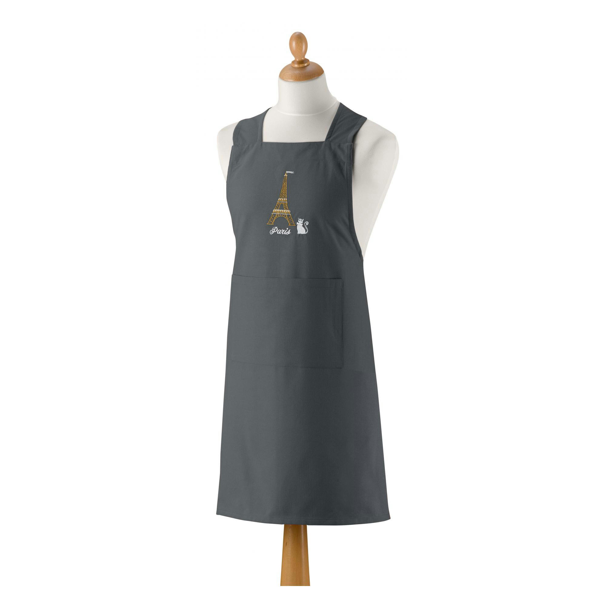 BRODERIE PARIS - Tablier de cuisine japonais recyclé tour eiffel paon 125 x 85