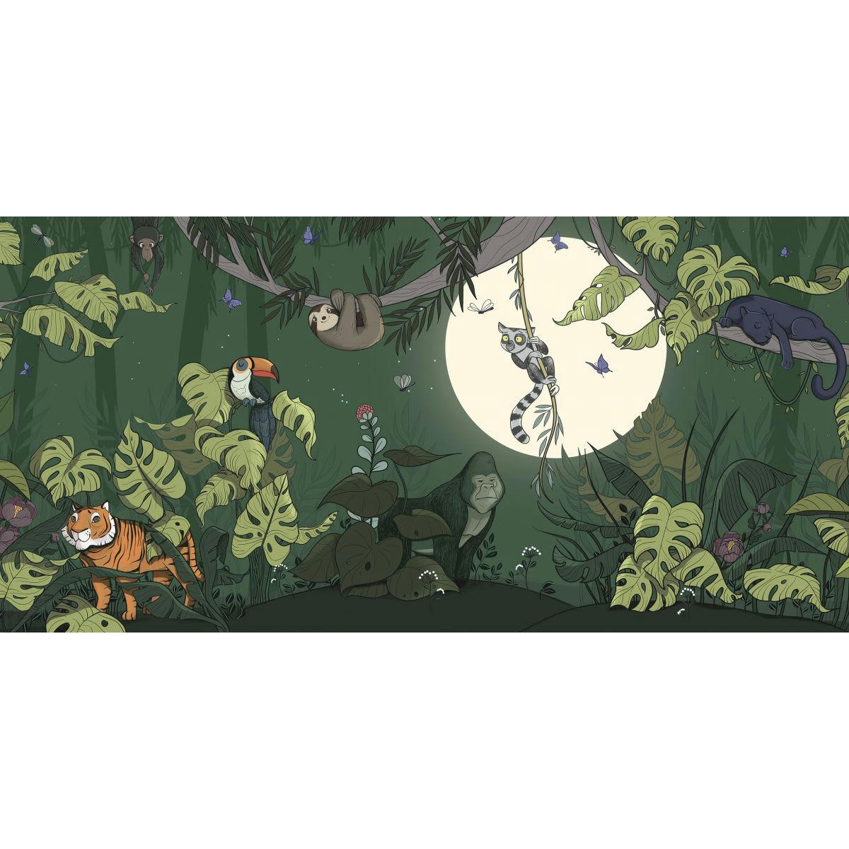 - Papier peint panoramique enfant jungle couleurs 510 x 250 cm