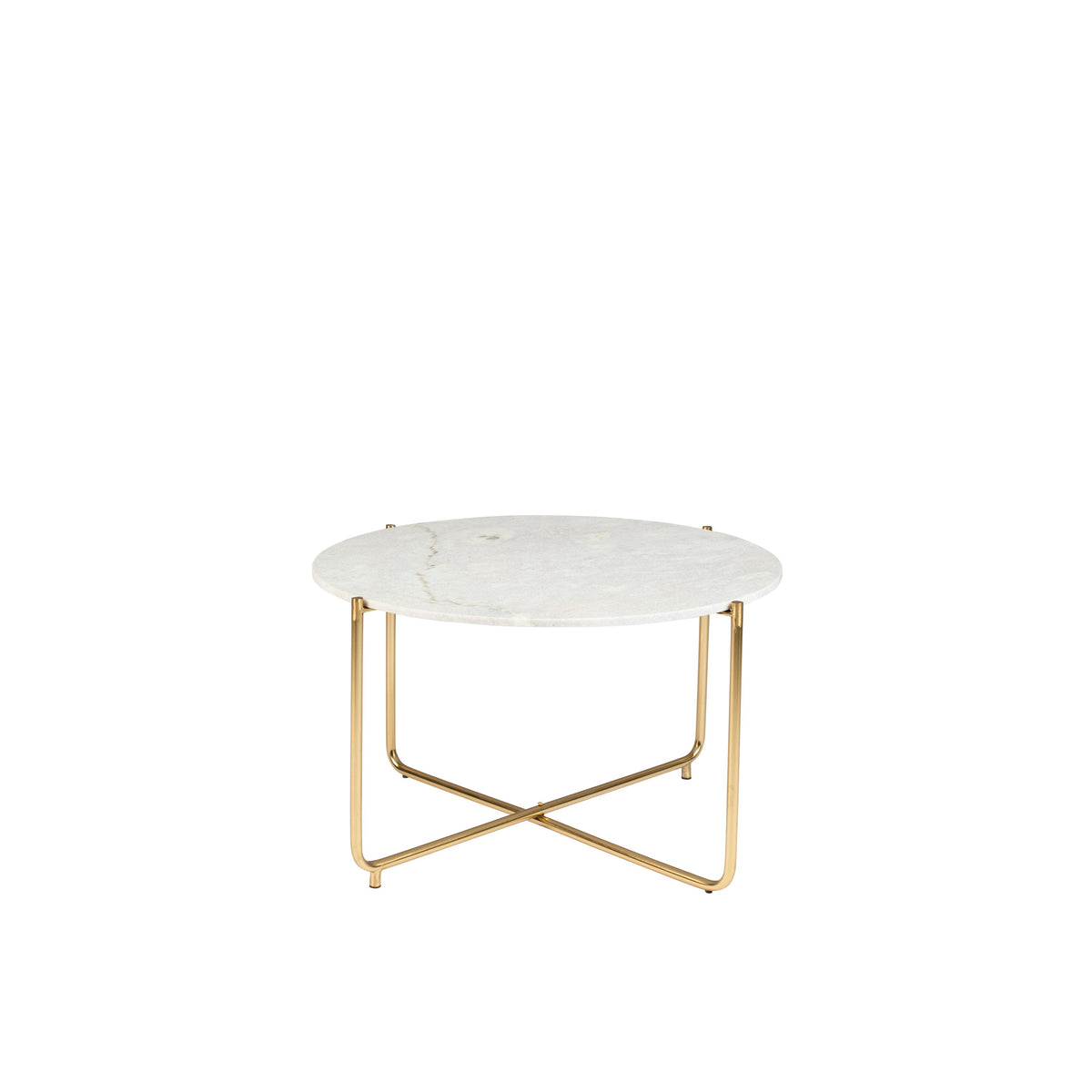 Housecraft Living Timpa Salontafel Rond 70 cm Marmer Wit/ Goud