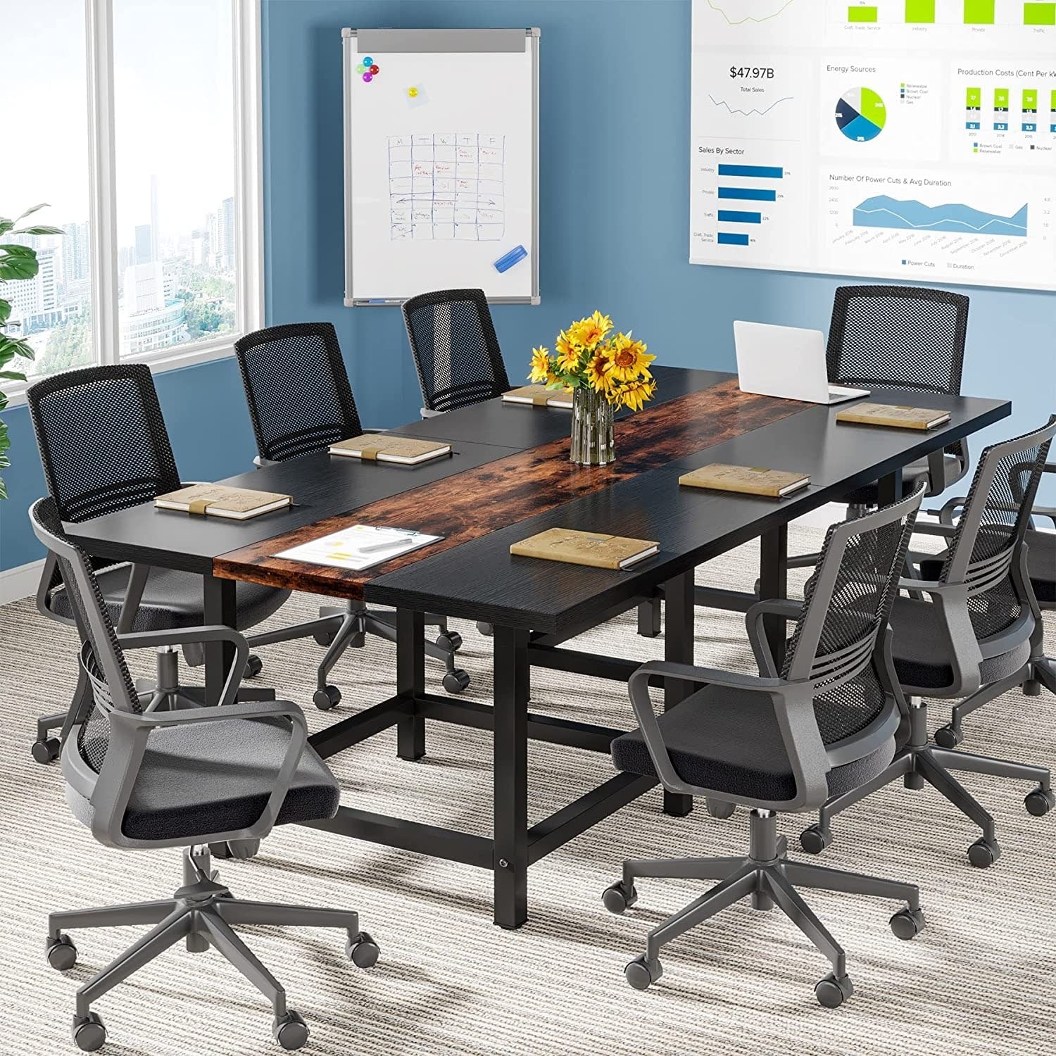 6.5 Ft Conference Room Table, Rectangle 78.74L X 39.2W X 29.52H Inches,2 Separate Piece - 78.74L X 39.2W X 29.52H