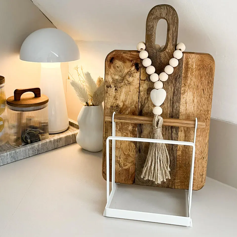 QUVIO Houder voor snijplanken - Metaal - Wit