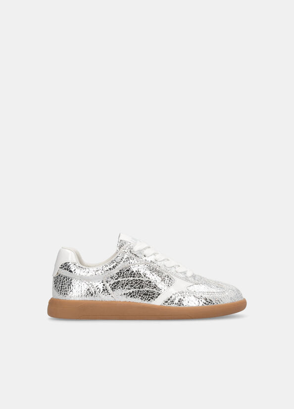 Sneakers in pelle crackle laminata