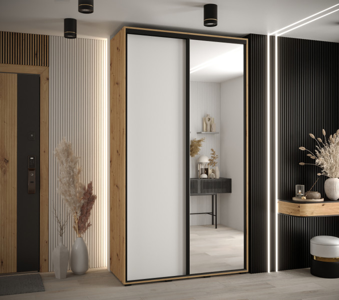 Szafa przesuwna 45 wysoka Davos 3 140 artisan biały czarny