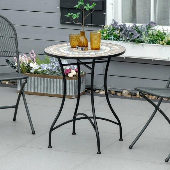 Gartentisch, BxHxL: 60 x 71 x 60 cm, Metall/Sicherheitsglas/Polyrattan