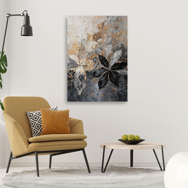 Feeby Obraz na płótnie, Liście Abstrakcja Tekstura Złoty 40x60
