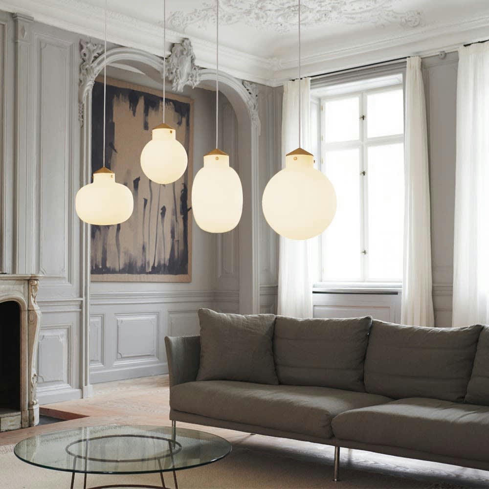 RAITO - Suspension doré élégant avec sphère en verre blanc Ø22,5cm