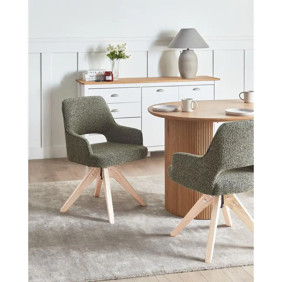 MORAVIA - Eetkamerstoel - Lichtbeige - Boucl&eacute;