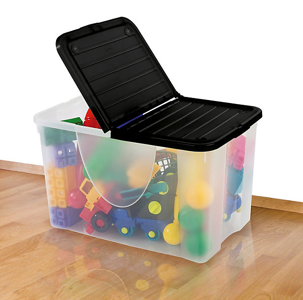 Boîte de rangement 58 L couvercle noir