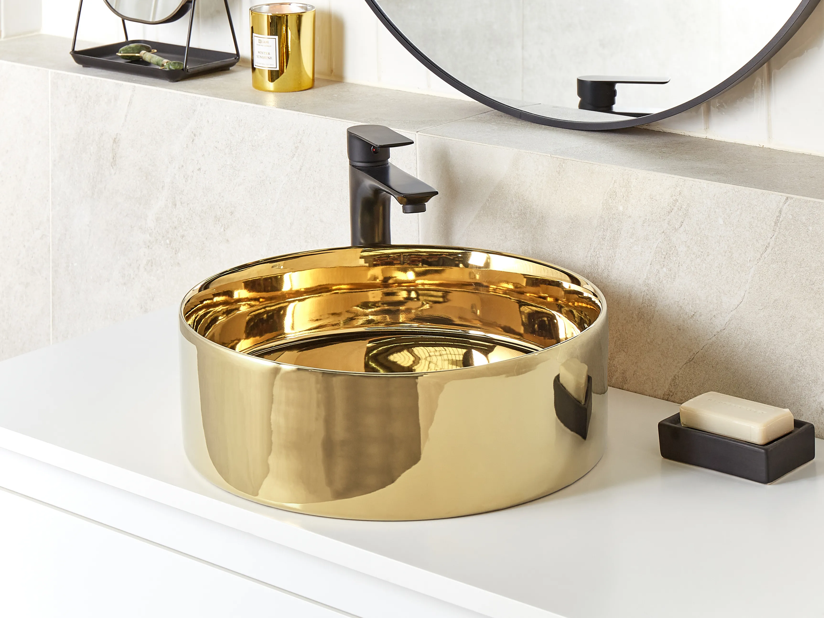 Countertop Basin TEBAR ? 400 mm Ceramic Gold