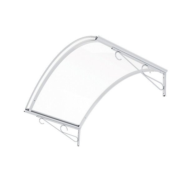ARCTOM Auvent Coti 140x80, couleur blanc RAL9016, plaque incolore, polycarbonate solide