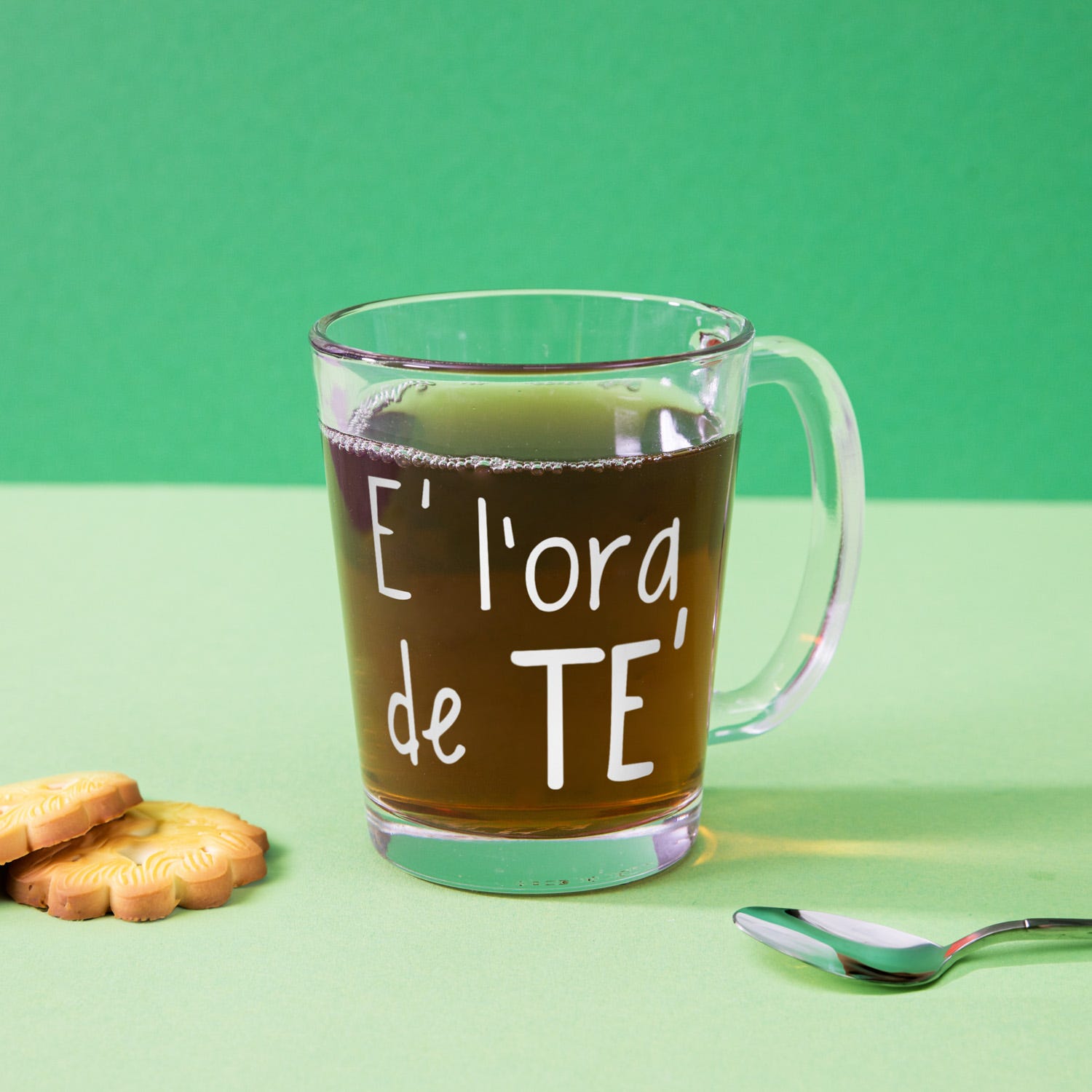 Tazza in vetro 310 ml scritta Ora del tè