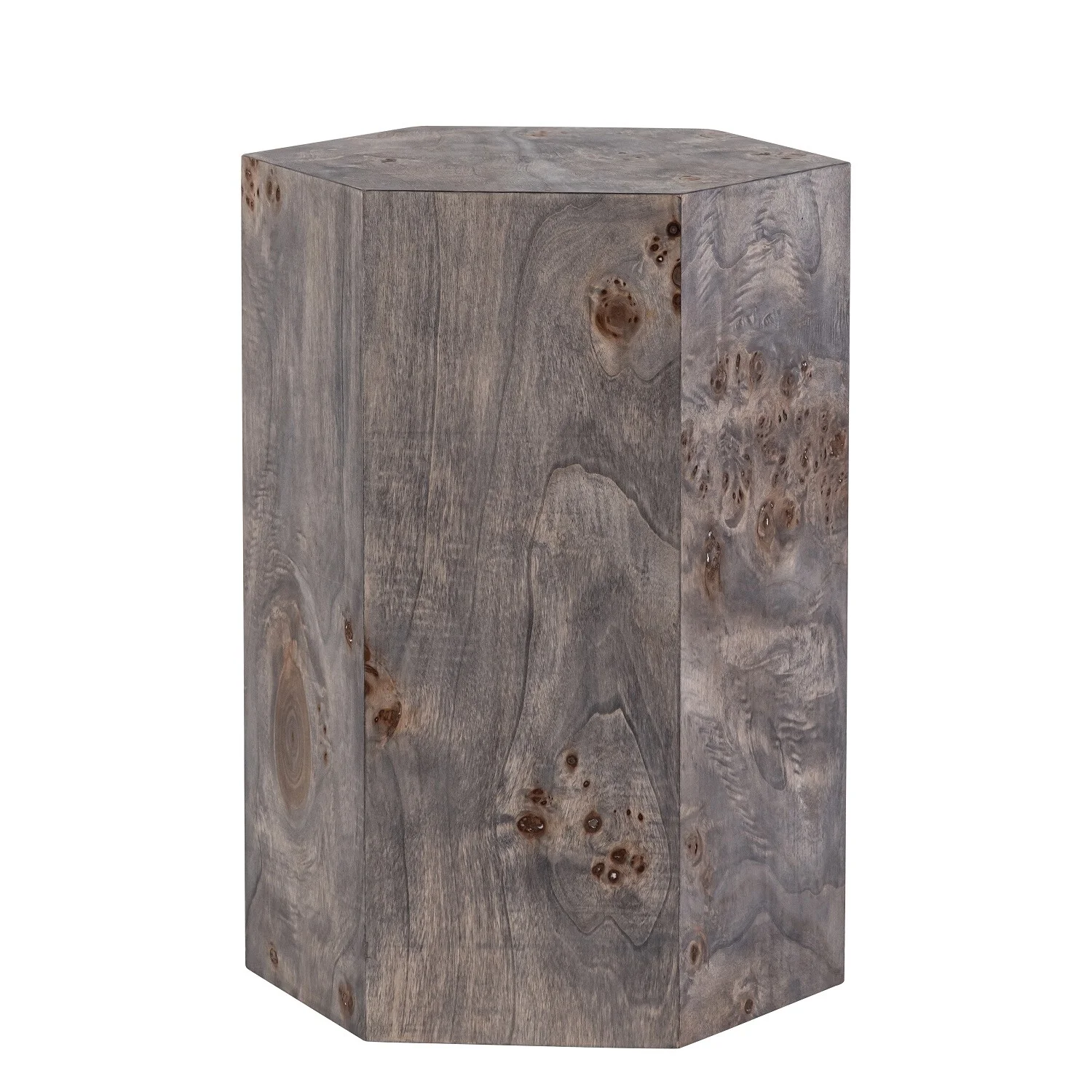 Hexagon Charcoal Finish Veneer Side Table