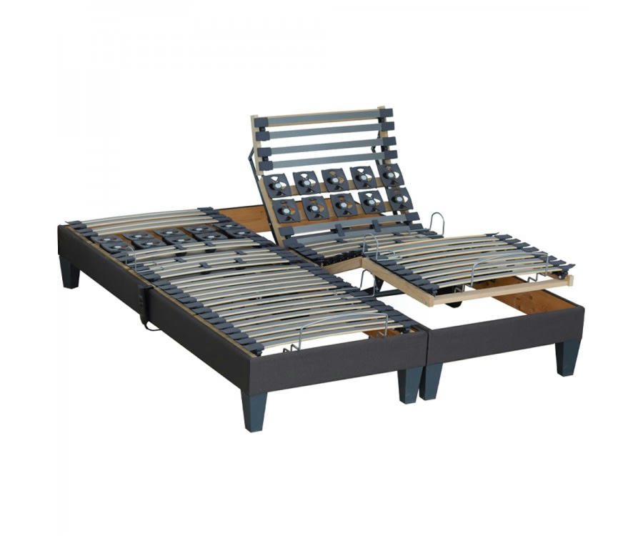 RELAX SOM LATTE+PLOT - Lot 2 Sommiers relaxation electrique Anthracite 2x90x200