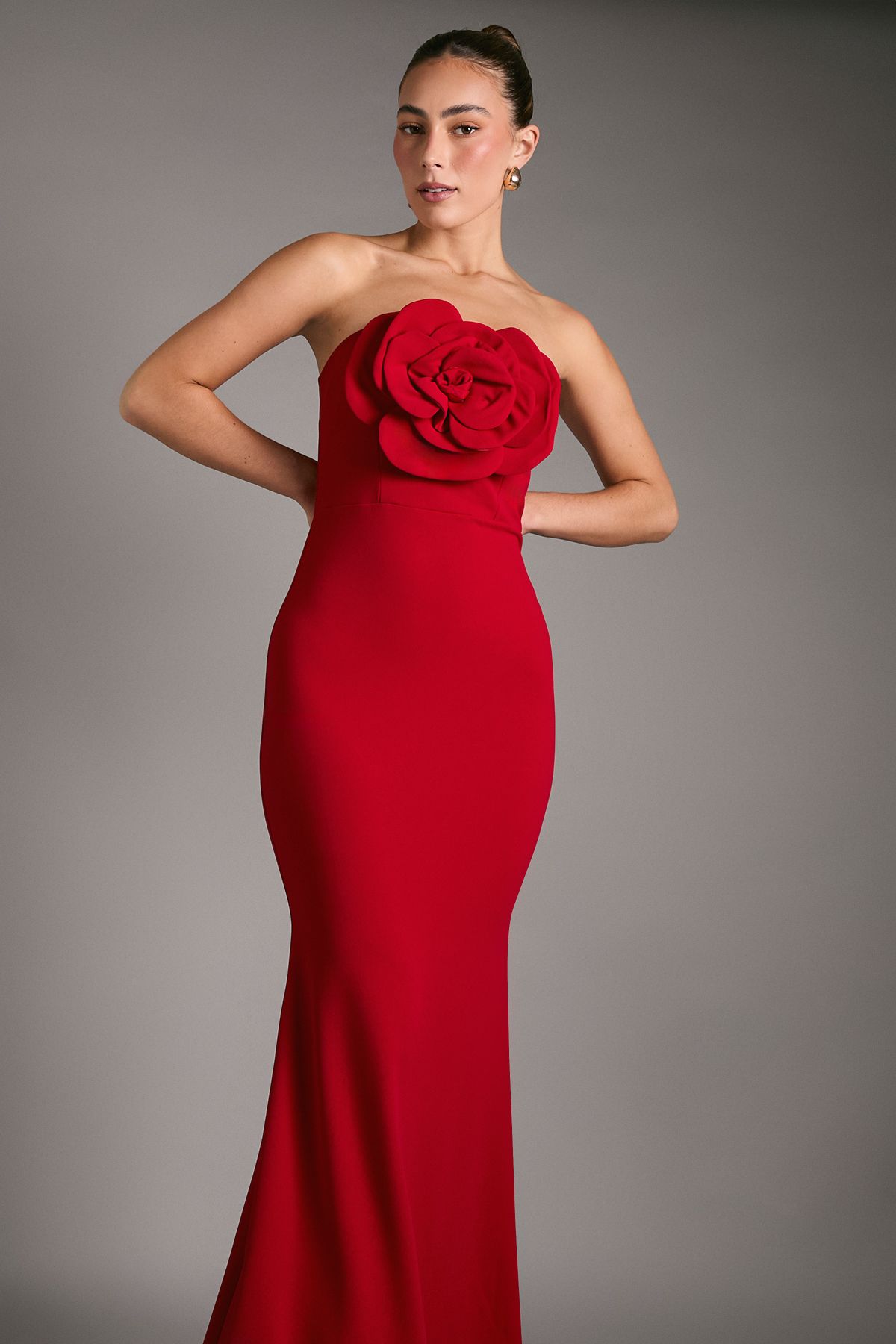 Coast Bandeau Maxi Gown With Rose Corsage