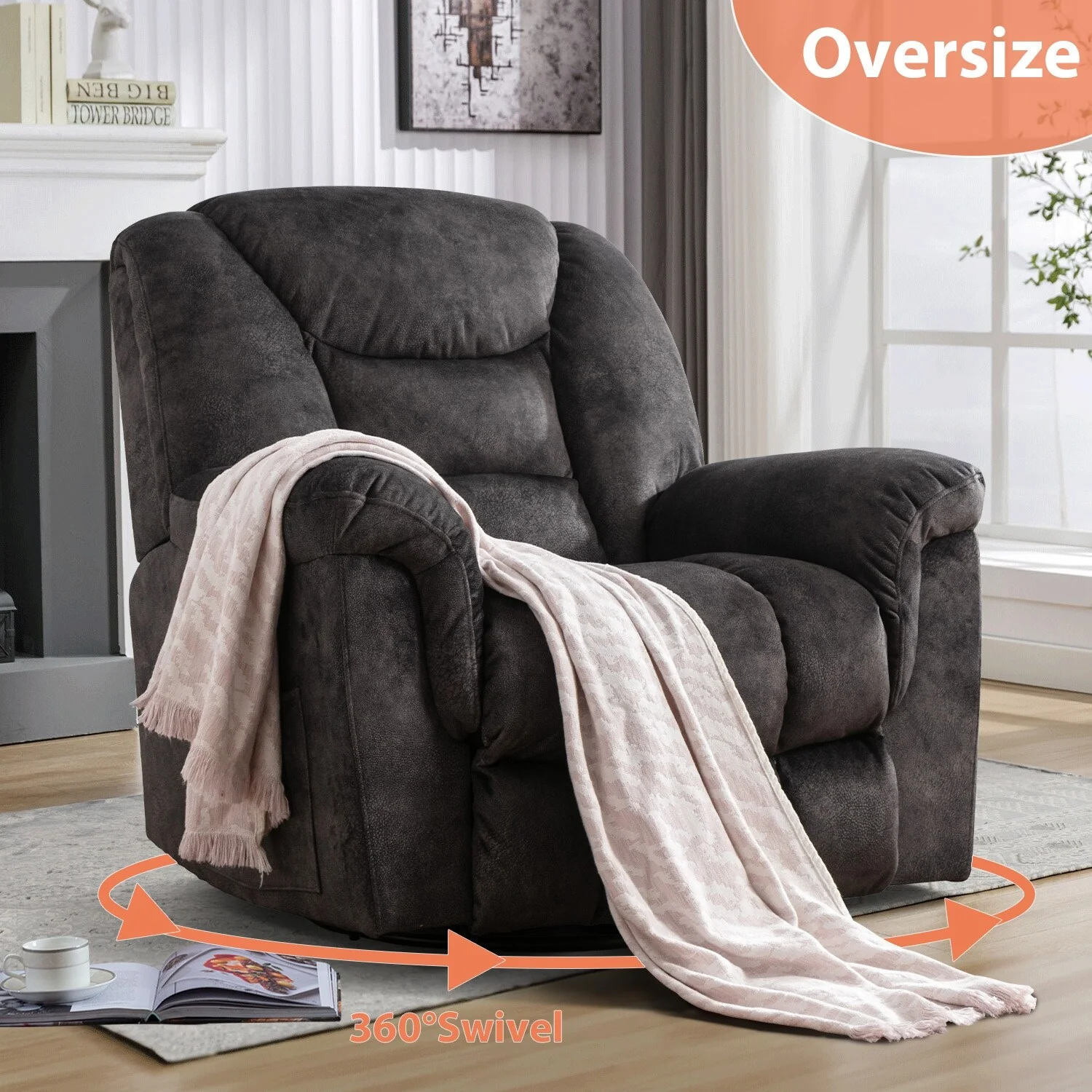 Ebello Oversize Swivel Manual Swivel Recliner