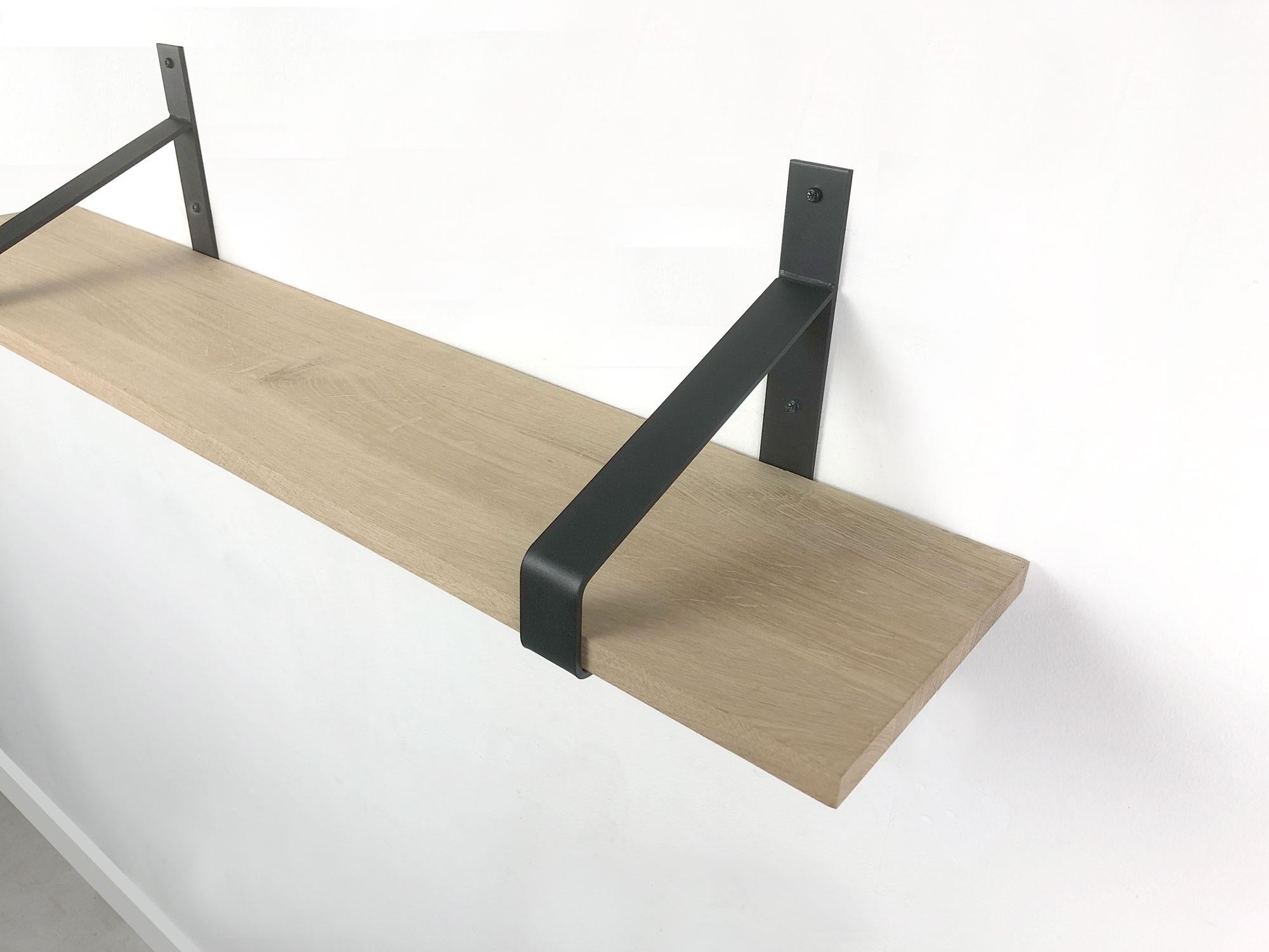 Woodbrothers Eiken 18mm wandplank recht 75x20cm + dragers