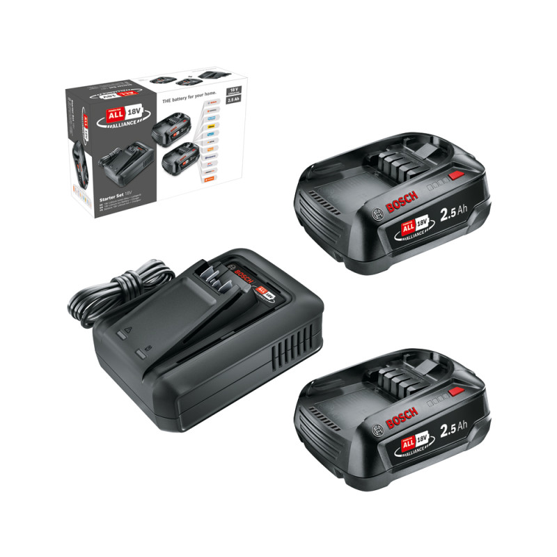 Set de 2 batteries avec chargeur rapide 2,5 Ah 18 V BOSCH