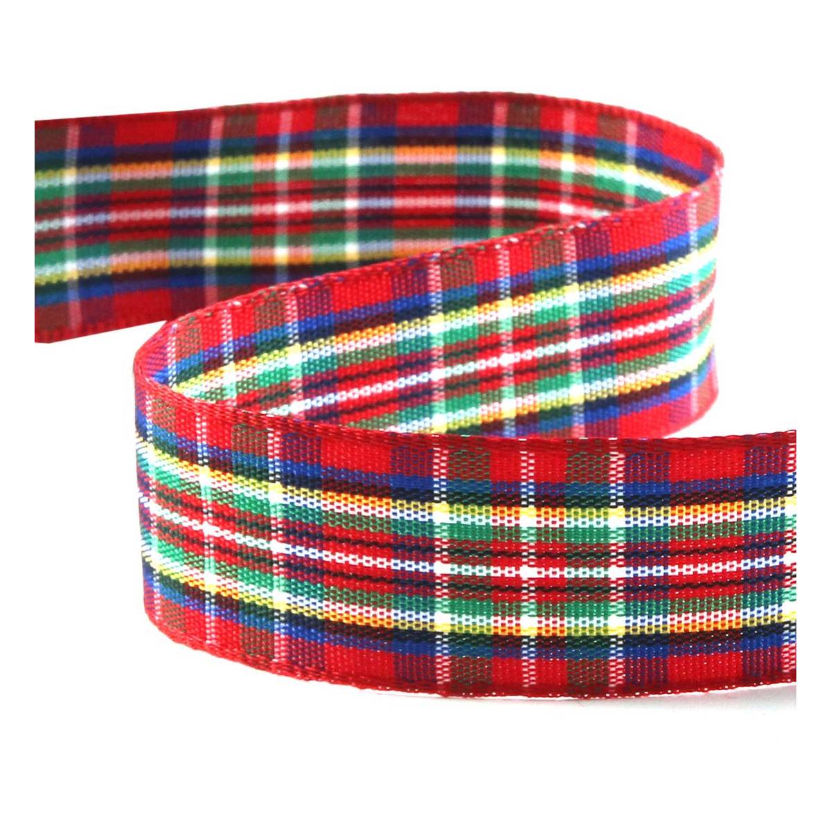 Red Tartan Ribbon 24mm x 5m