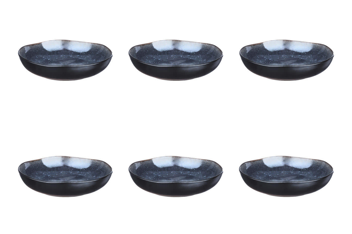 REACTIV - Lot de 6 assiettes creuses en grès bleu D22.5