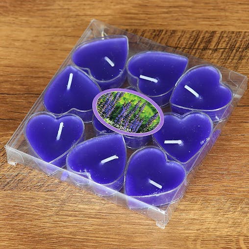 NNEOBA 9pcs Purple Heart-Shaped Aromatherapy Candles Set