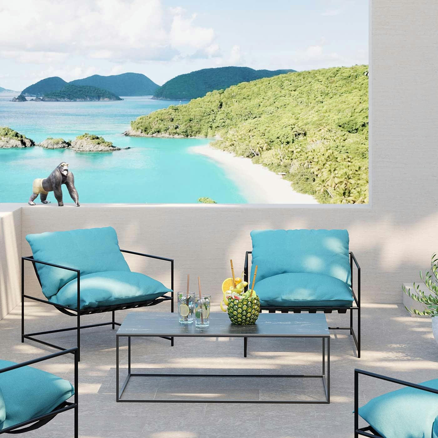 CUBY - Fauteuil de jardin Cuby bleu Kare Design