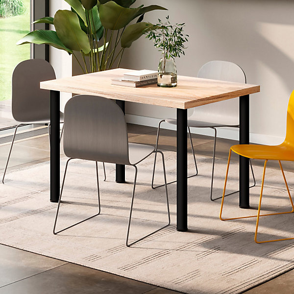 Emuca Lot de 4 pieds de table, diamètre 60mm, H 830mm, Acier, Peint en blanc