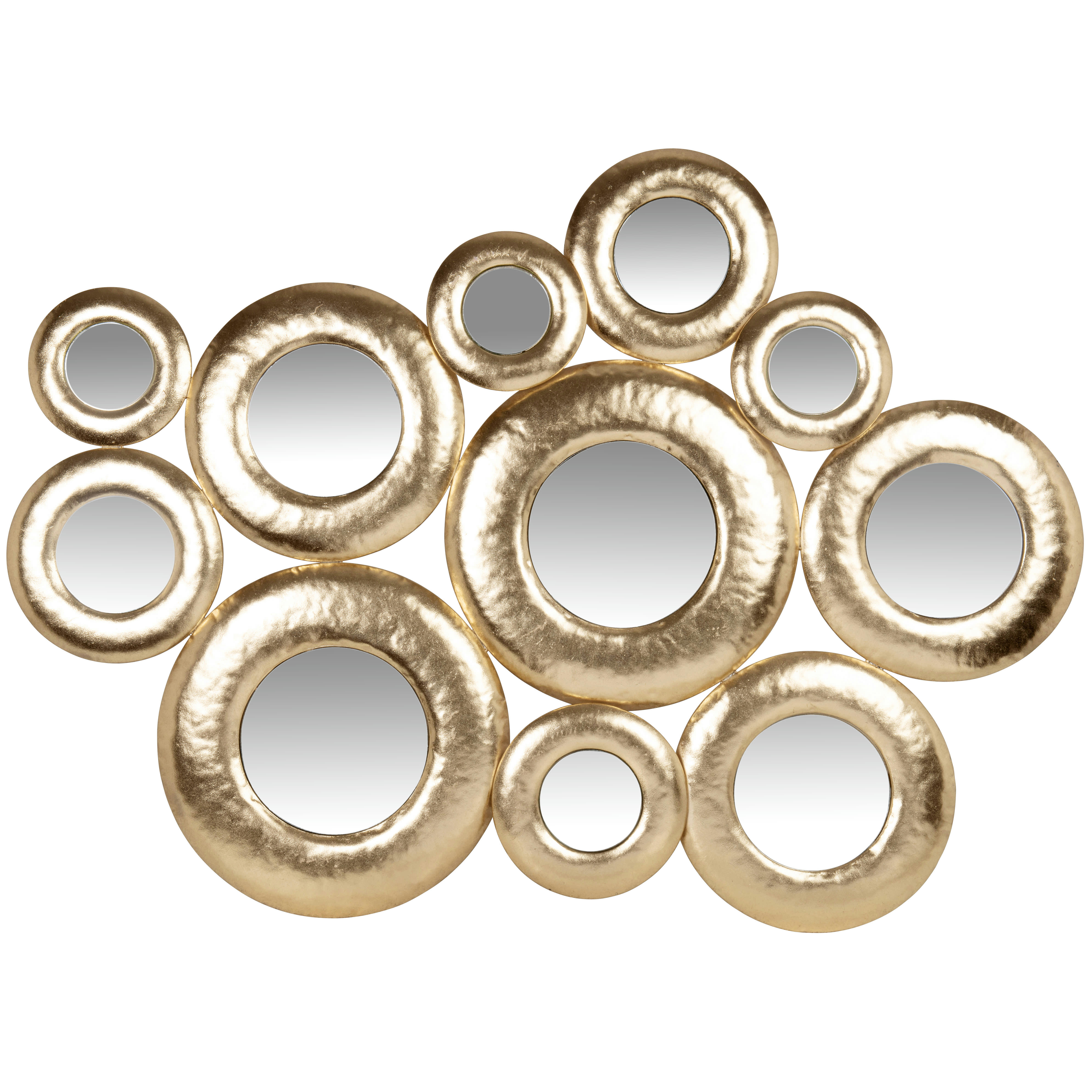 SOUHEL - Déco murale en métal doré et miroirs 76x97