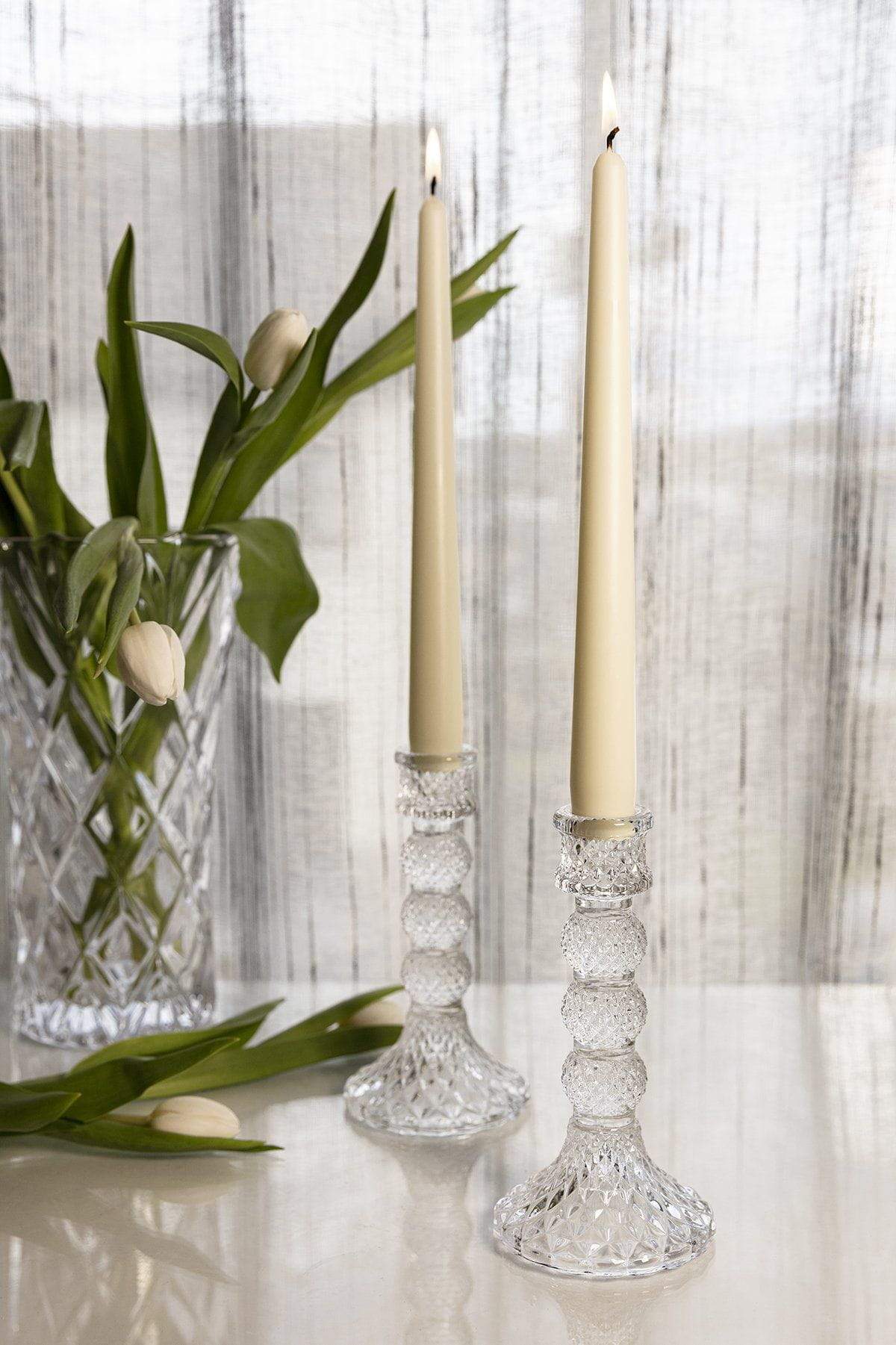 Sophie Glass Candlestick Pair