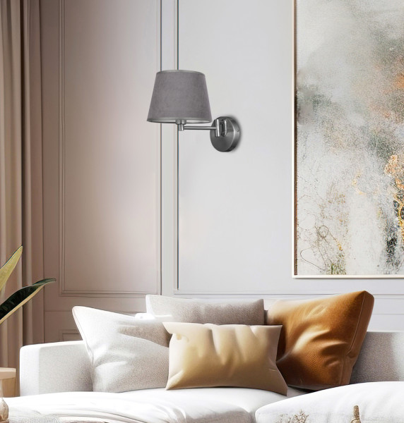 Lampa kinkiet IBIS satynowy 1x40w e14 abażur grafitowy