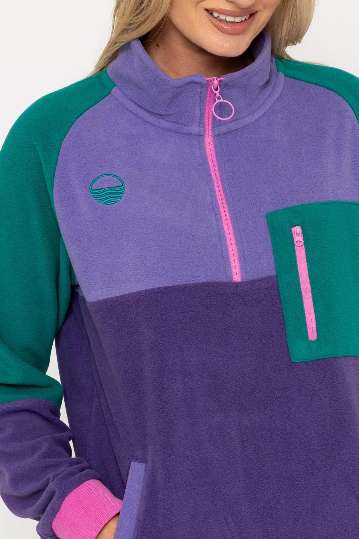 Maeve Polar Fleece in Purple & Green