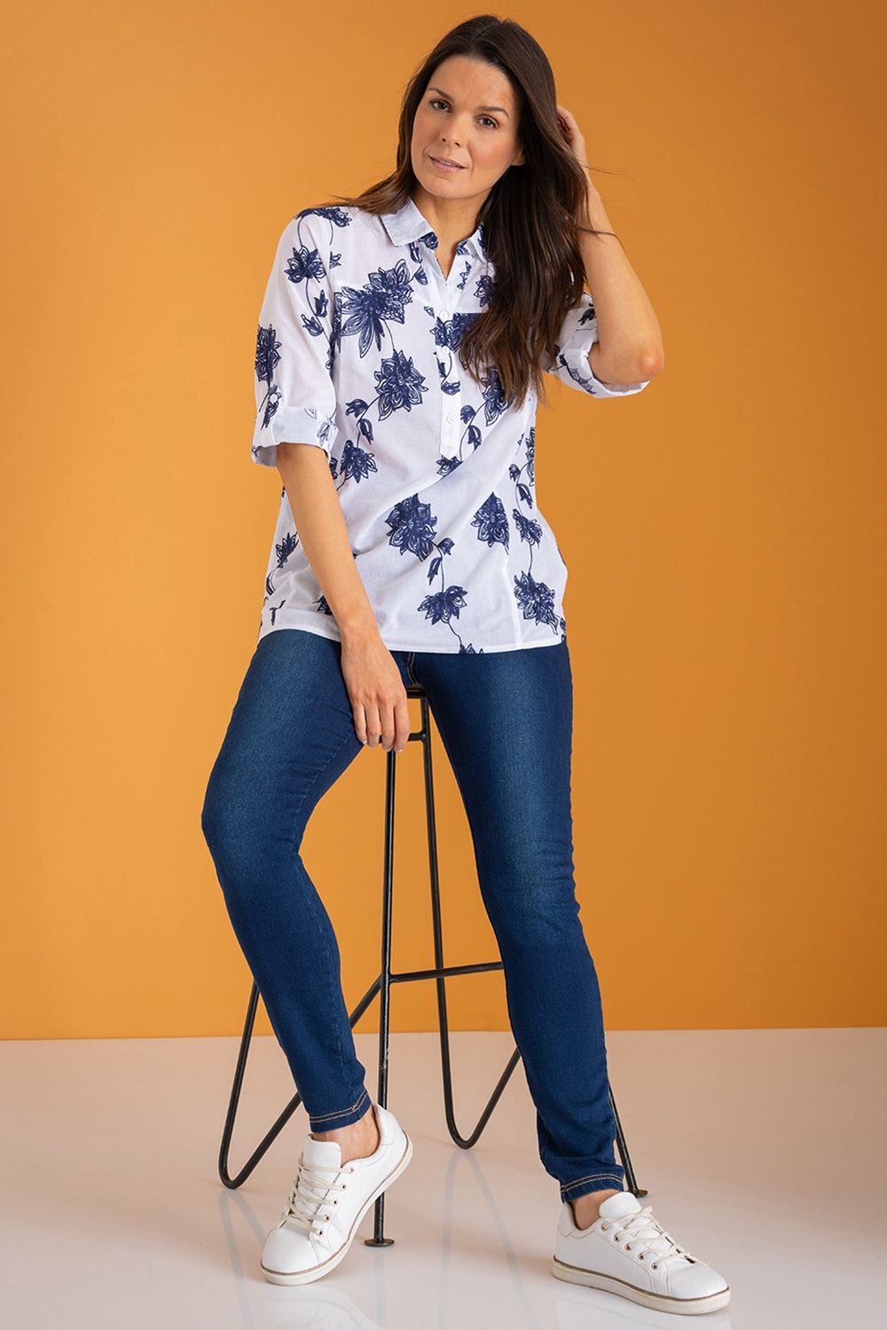 Klass. Floral Embroidered Cotton Top