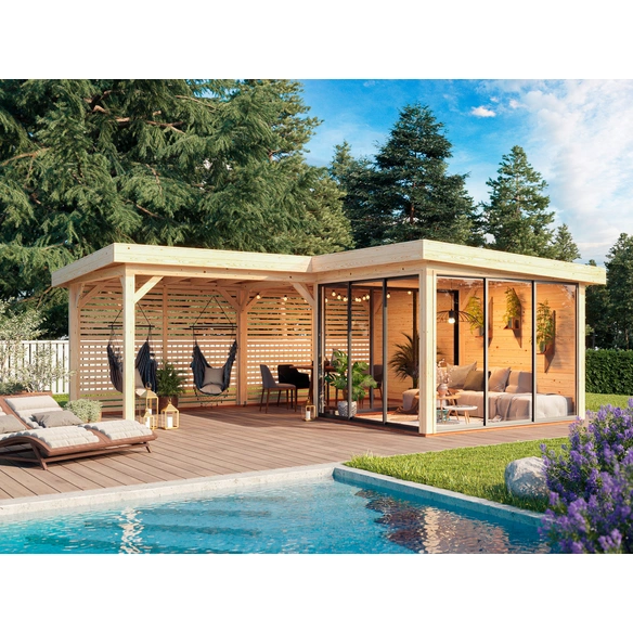 Pavillon »Lenna«, Aufstellmaße BxTxH: 628 x 628 x 245 cm, tauchgrundiert, Holz