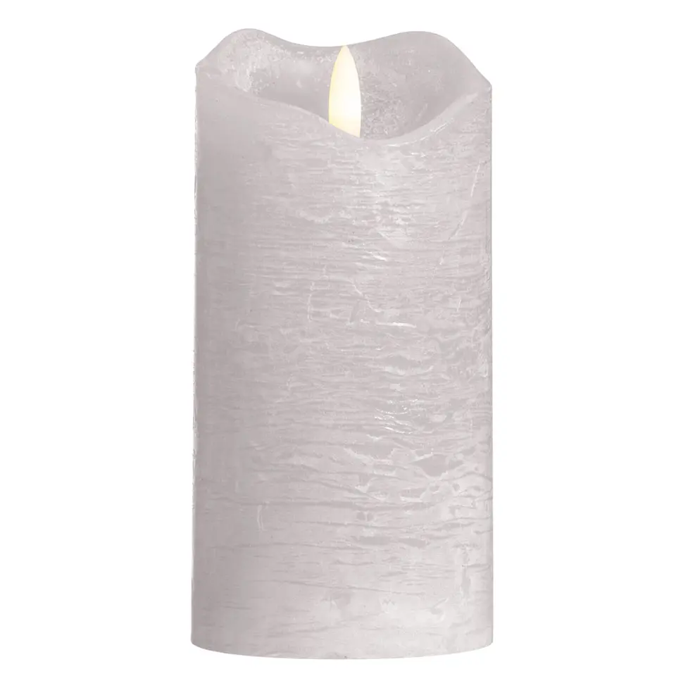 LED Kaars Rustiek - lichtgrijs - 15x&Oslash;7,6 cm