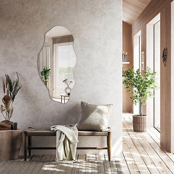 Miroir Asymétrique Organique Wallfluent 45 x 90 cm Idéal Pour Chambre, Salle De Bain Ou Coiffeuse