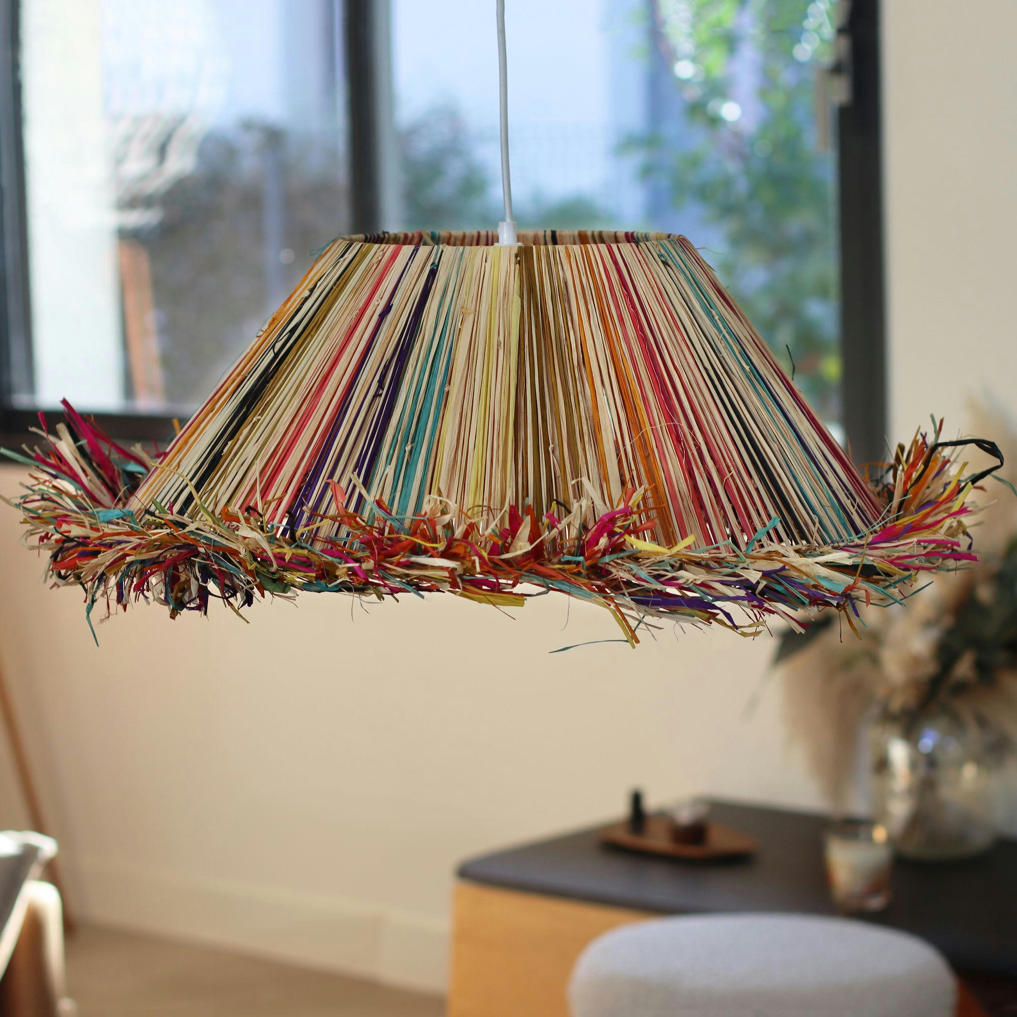 JOLO - Suspension en raphia coloré Ø60cm