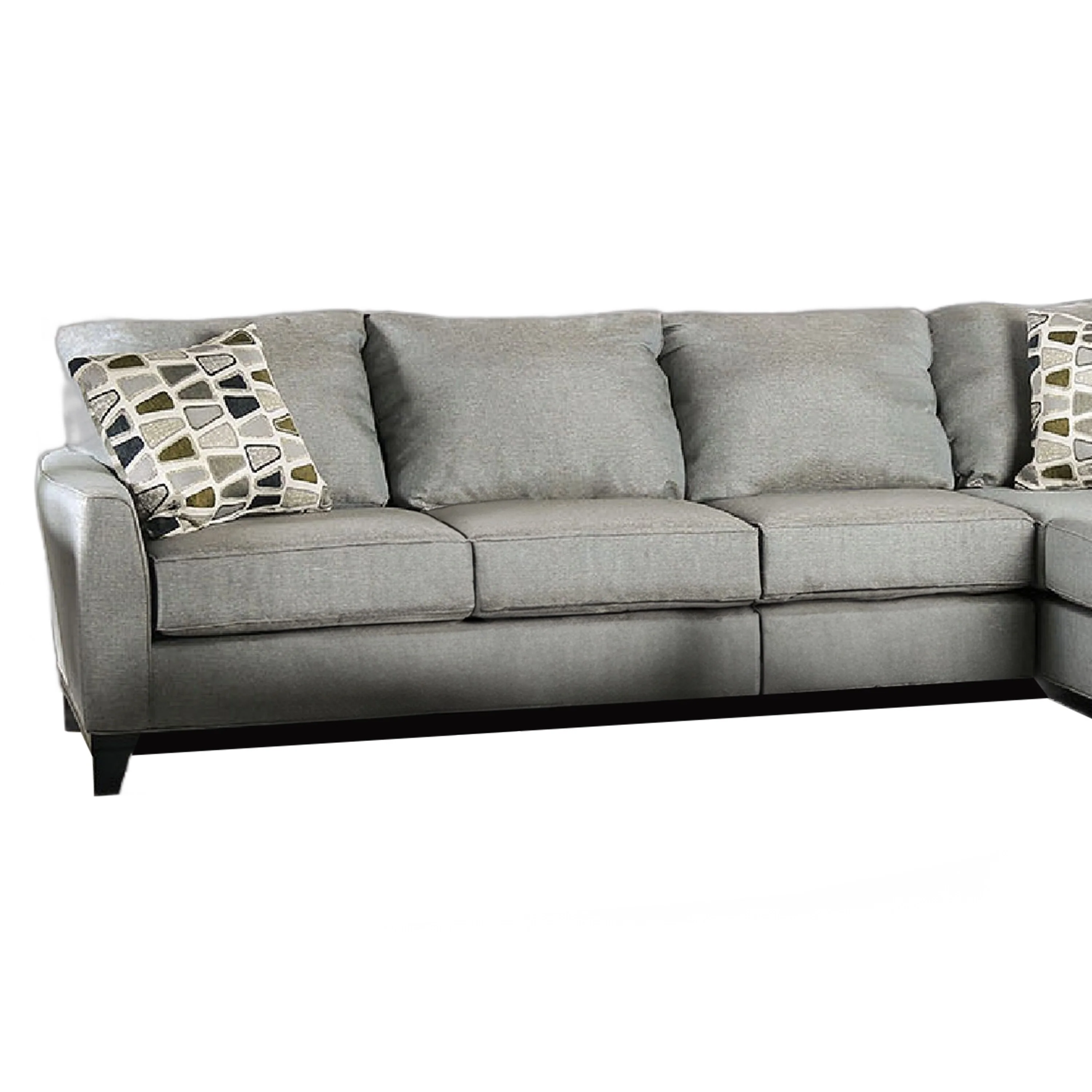 Brim Sectional L Sofa Chaise, 122 Inch Soft Gray, 2 Accent Pillows