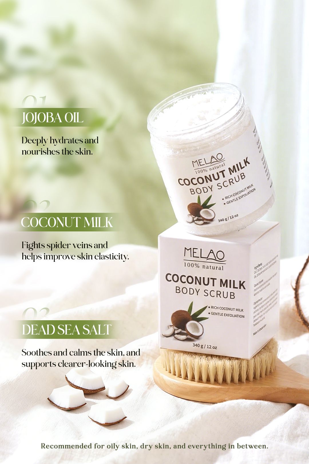 Living and Home 340g Coconut Milk Body Scrub