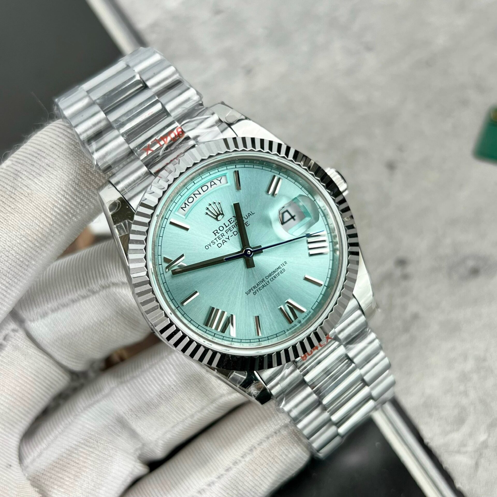Rolex Day-Date 228236 904L Steel Ice Blue Dial 40mm Super Clone
